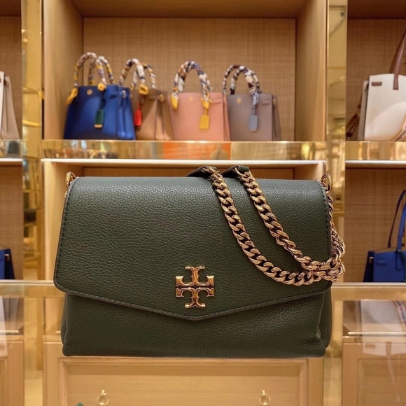 Tory Burch Kira Shoulder Bag Olive Green with Gold Chain - Picture 2 of 7